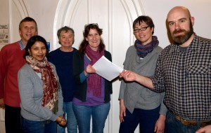 Above: From the left, John Warman, Sharmella Kirby, Rachel Bodle, Carolyn Read (all MCCU Frome volunteers), Nikki Cox, Toby Eliot.