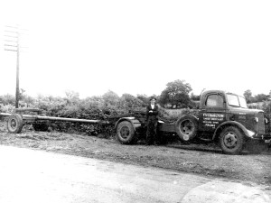 AJ driving motorised transport in 1947