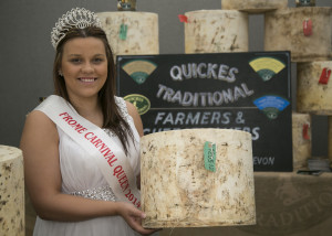 Frome Carnival Queen Charlotte Mill on the Quickes Traditional Farmers and Cheesemakers stand