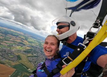 Friends’ skydive raises over £3,000 in memory of Frome sisters