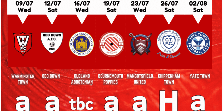 Frome Town preseason fixtures kick off next week