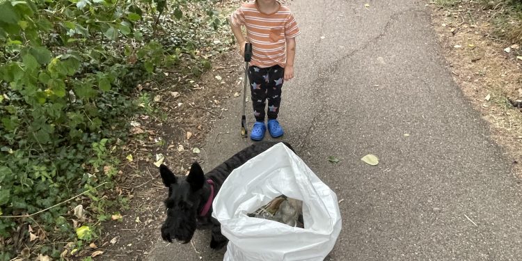 Four-year-old takes action on litter near Rodden Meadow